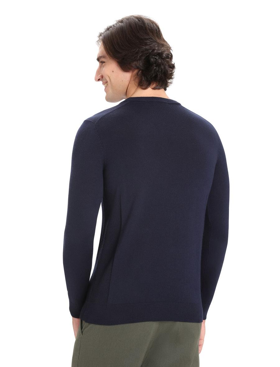 Chandails Icebreaker Merino Shearer Crewe Homme Bleu Marine | FR 1214BEXC